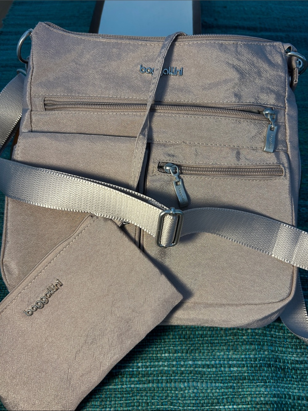 Baggallini Taupe Lightweight Crossbody with Wristlet